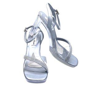 Mister Loren's Clear Lucite Rhinestones 9 Shoes Block Heel Wedding Pageant Bling